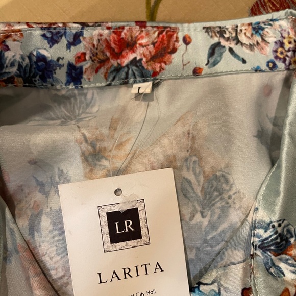 Floral Print Long Sleeve Button up Women's Casual Blouse Top Large NWT - Picture 8 of 12